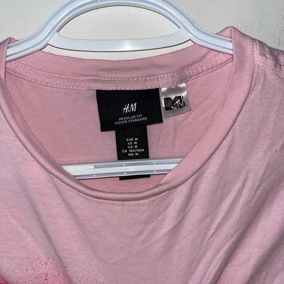 H&M Light Pink MTV Logo Men's Tee - Picture 2 of 3